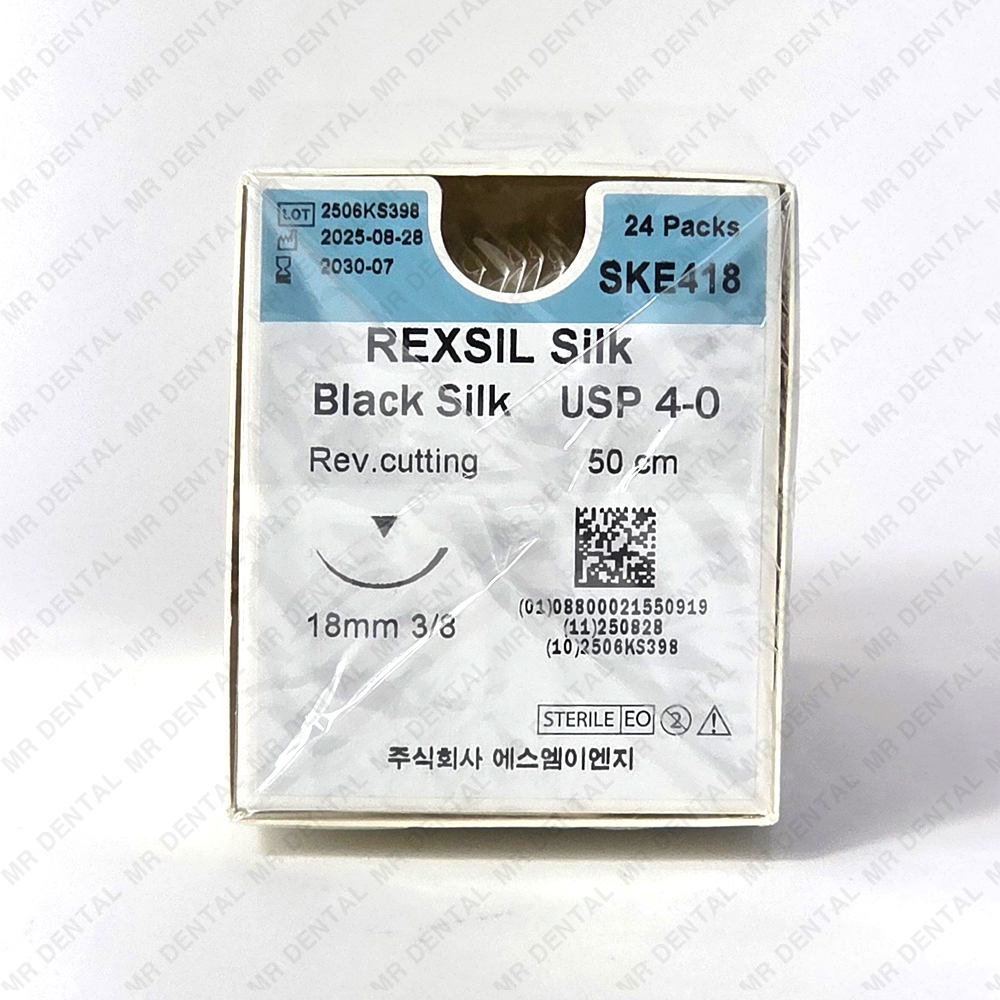 REXSIL Silk black 4-0각침(18mm3/8) 50cm #SKE418