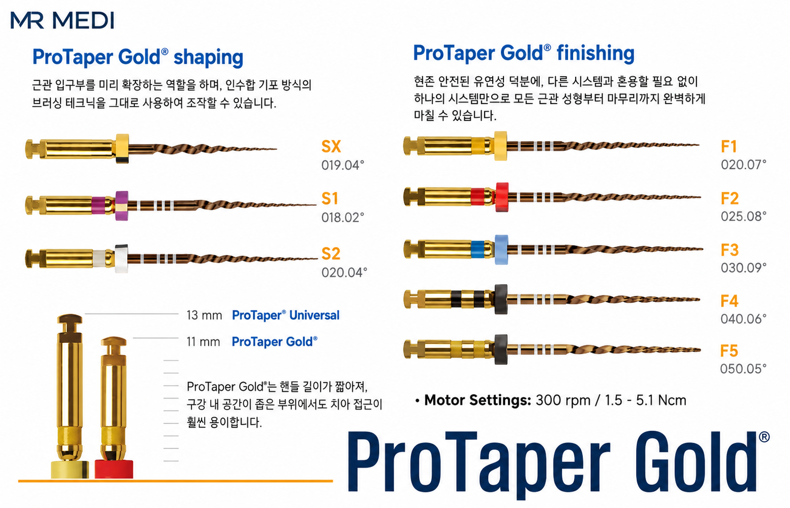 ProTaper Gold Finishing File 21mm(골드) #F4(검정)